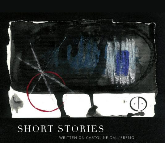 Dark album cover of abstract postcard artwork that inspired the improvisational jazz music.